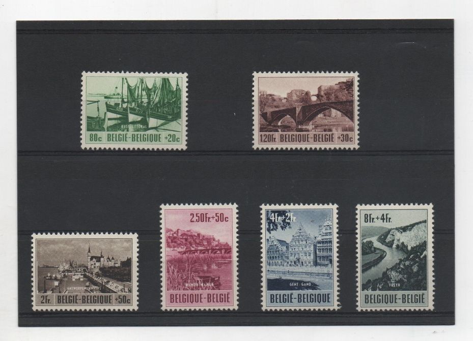 COLECCIÓN DE SELLOS DE BELGICA DEL AÑO 1953 SERIE Nº 918/923 